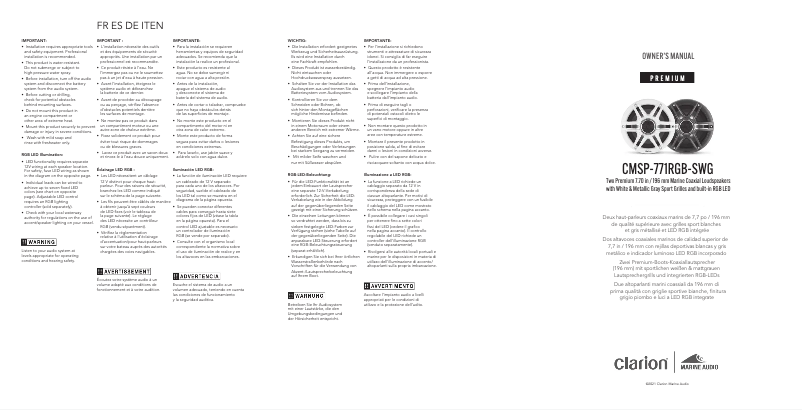 Image de la première page du manuel de l'appareil Premium CMSP-771RGB-SWG