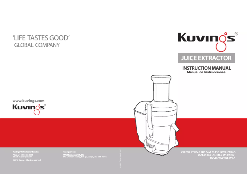 Page 1 de la notice Manuel utilisateur Kuvings NJ-9600U