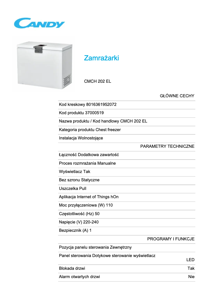 Image de la première page du manuel de l'appareil CMCH 202 EL