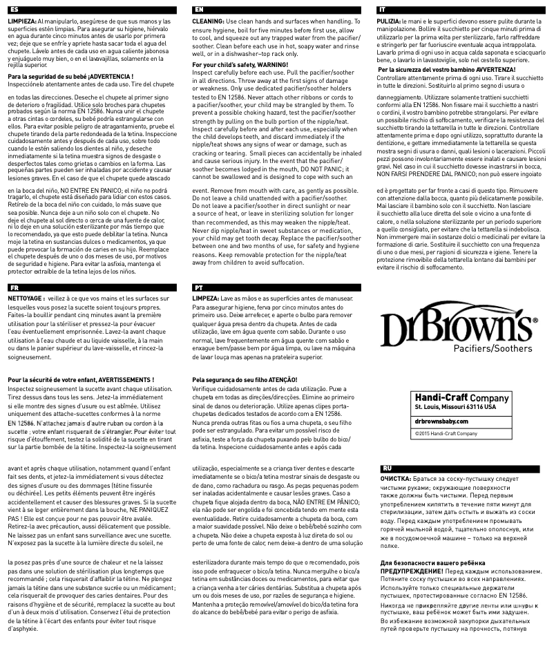 Page n°1 - Manuel utilisateur Dr. Brown's Chupete