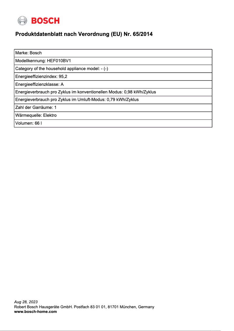 Image de la première page du manuel de l'appareil HEF010BV1