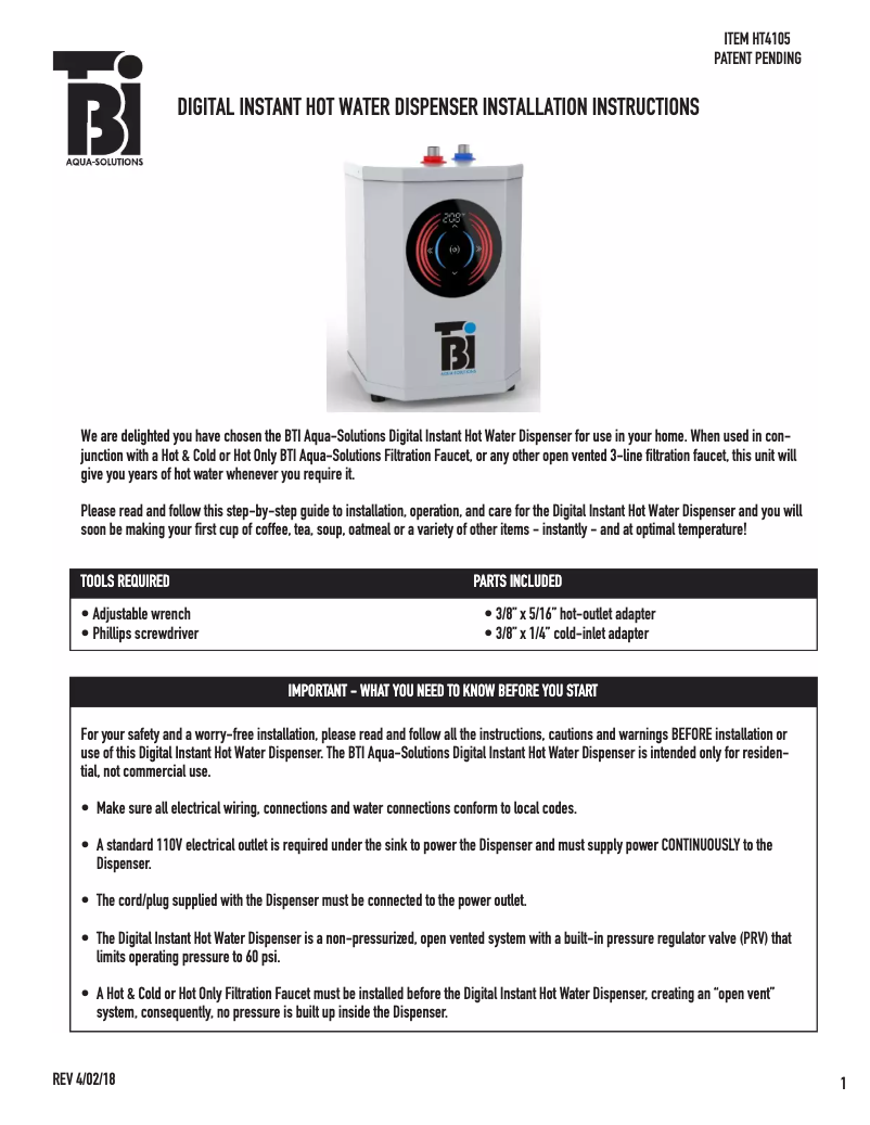 Image de la première page du manuel de l'appareil HT4105