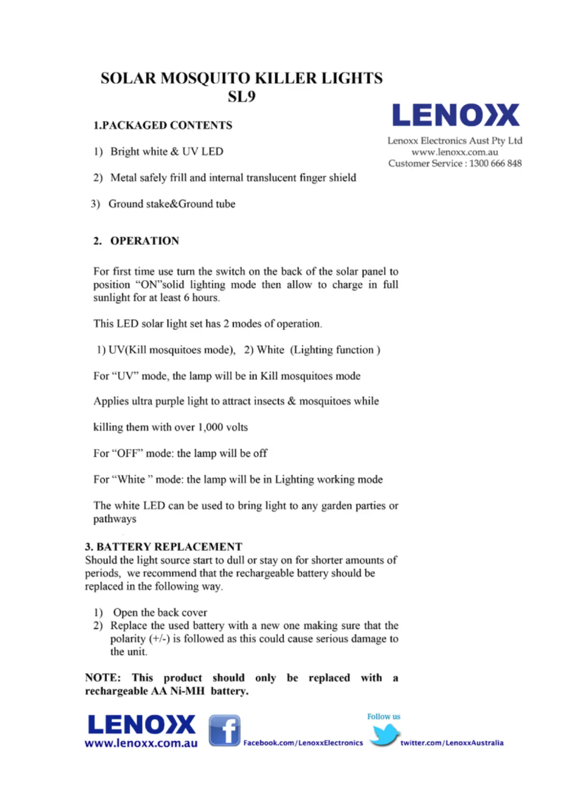 Page 1 de la notice Manuel utilisateur Lenoxx SL9x4