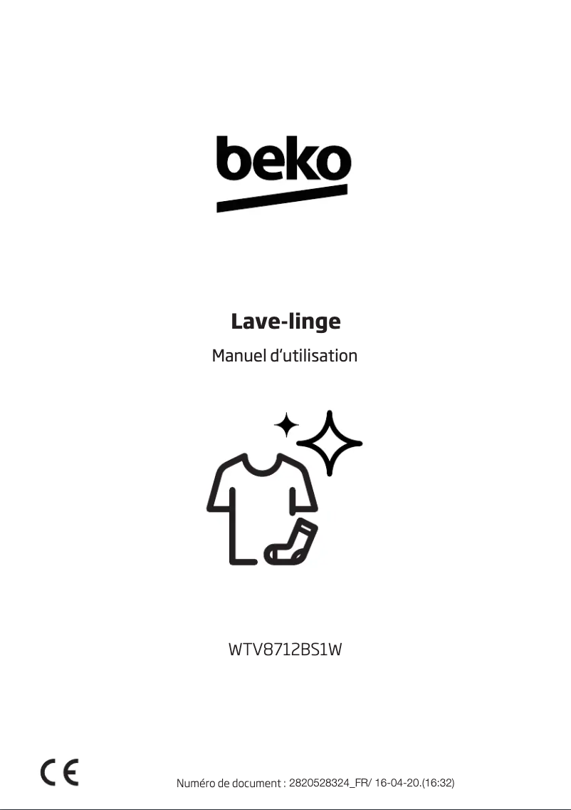 Page 1 de la notice Manuel utilisateur Beko WTV8712BS1W