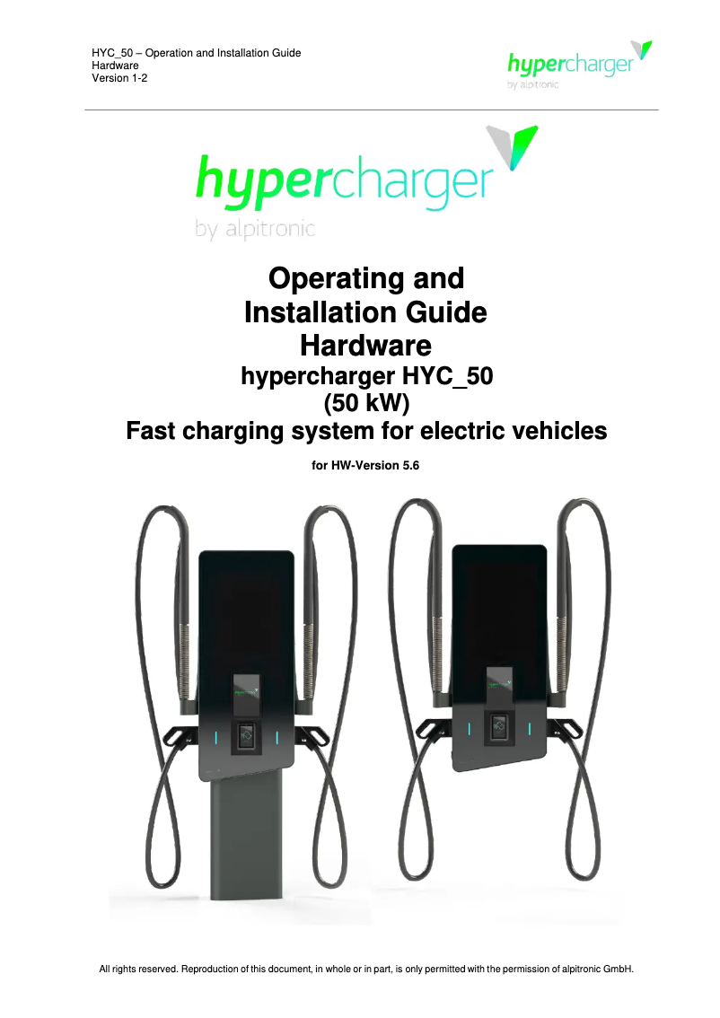 Page n°1 - Manuel utilisateur Alpitronic Hypercharger HYC50