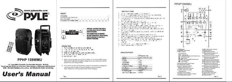 Image de la première page du manuel de l'appareil PPHP159WMU