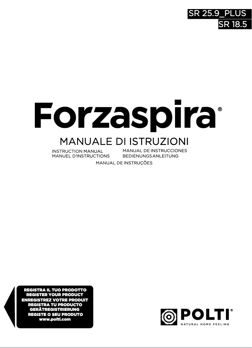 Página 1 del manual Manual de usuario Polti Forzaspira SR 18.5