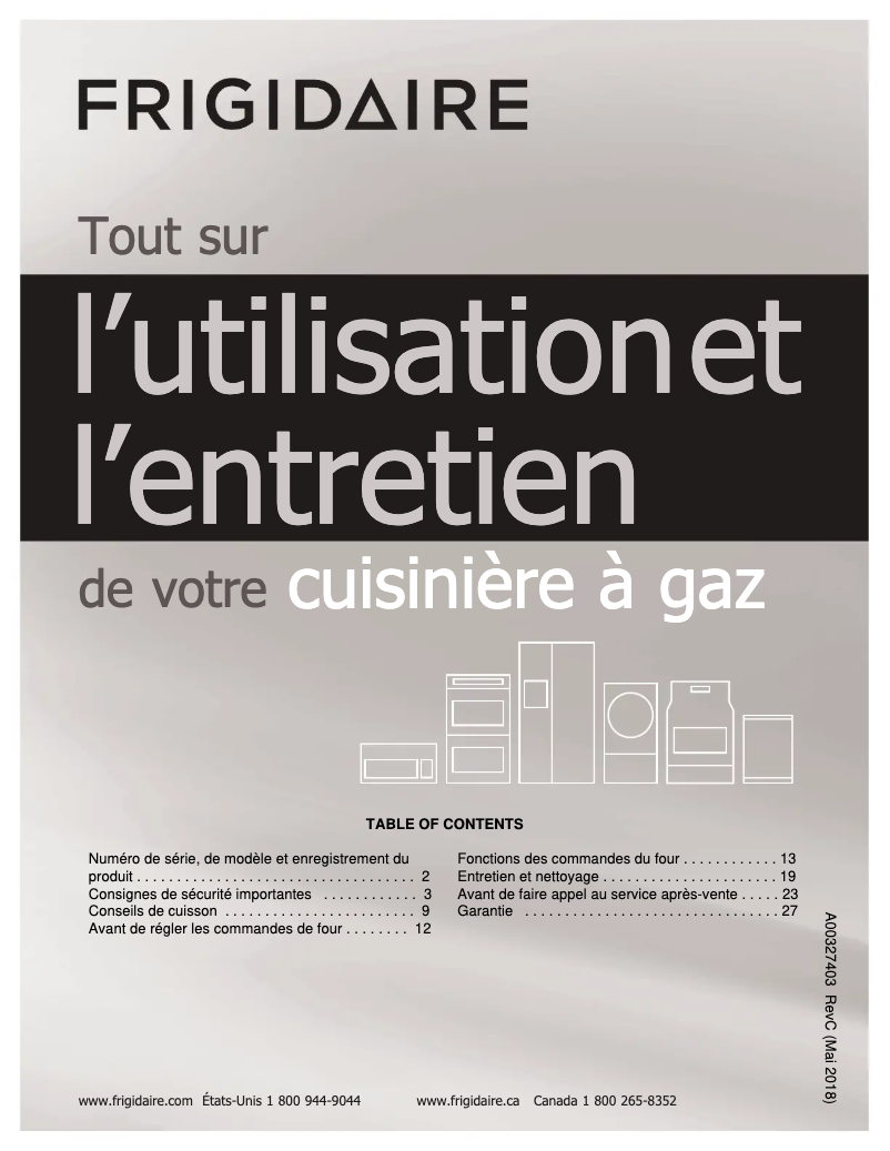 Page n°1 - Manuel utilisateur Frigidaire FFGW2416UW