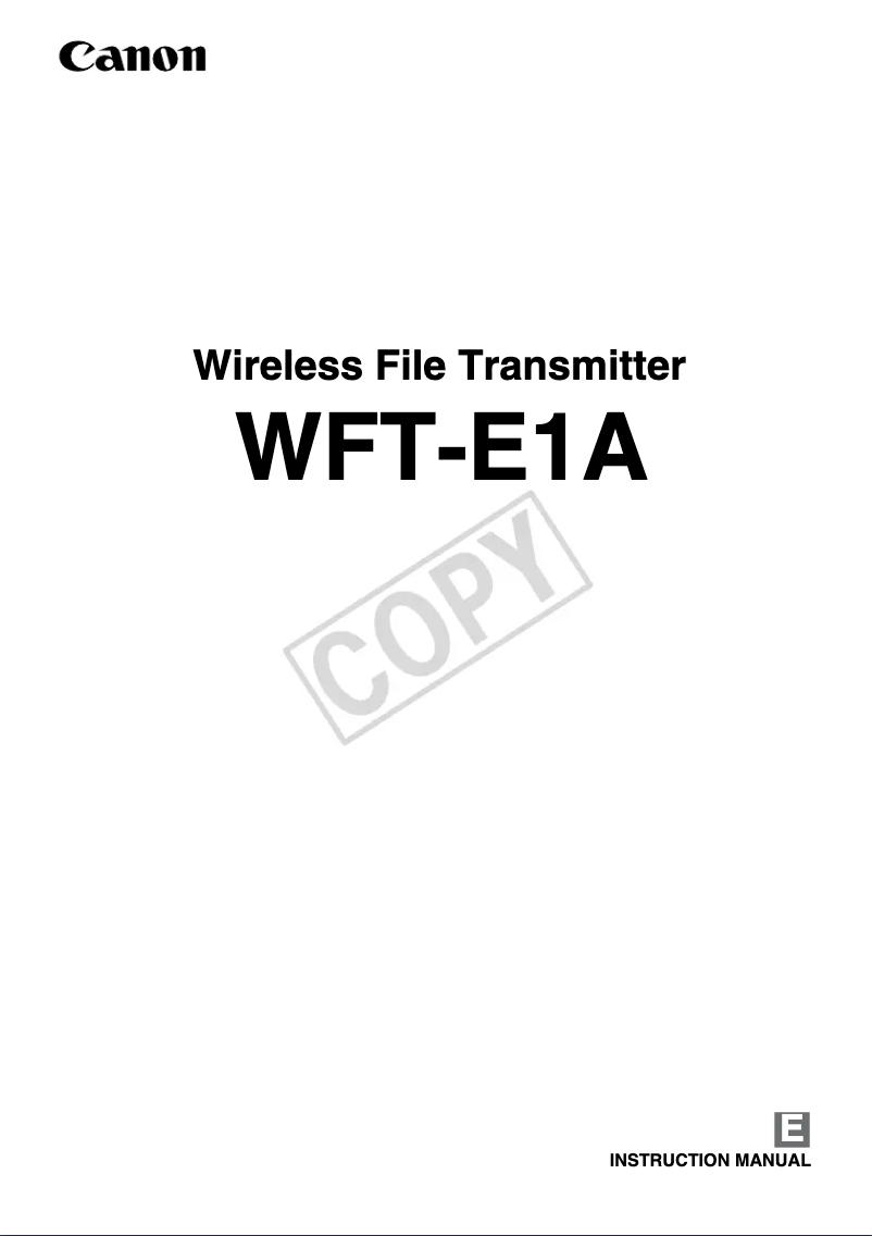 Page 1 de la notice Manuel utilisateur Canon WFT-E1A