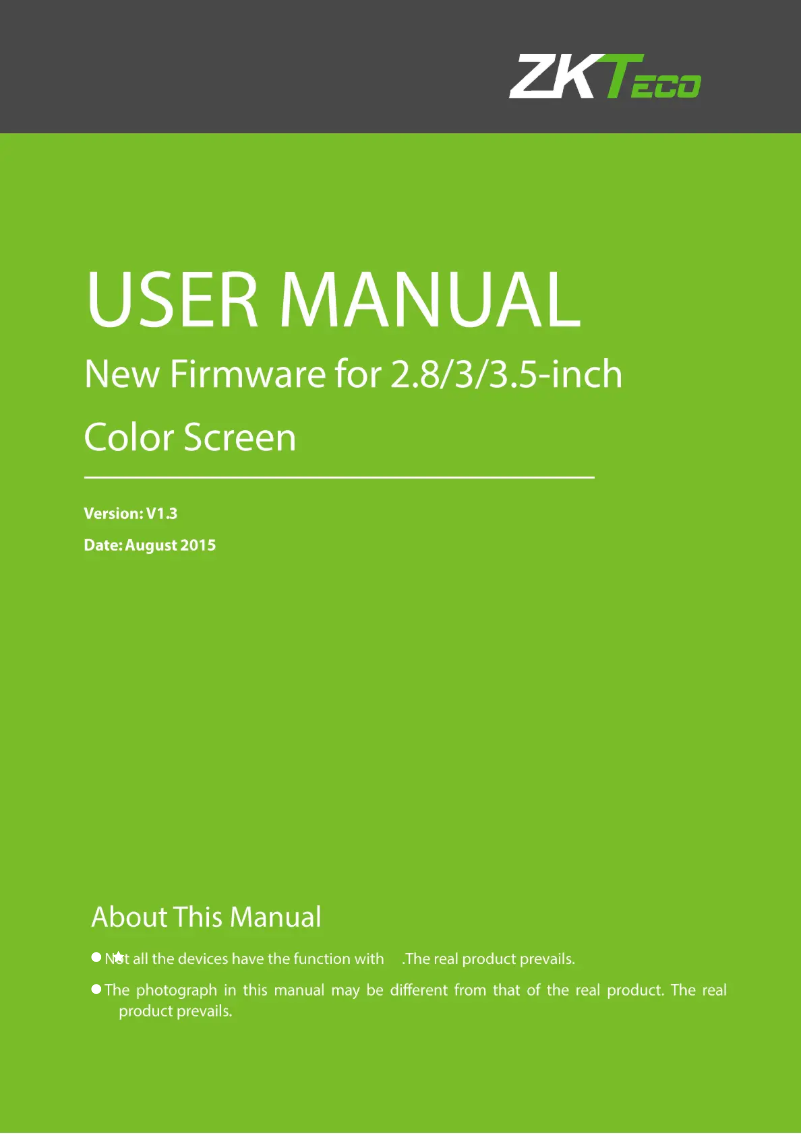 Page 1 de la notice Manuel utilisateur ZKTeco iClock 700