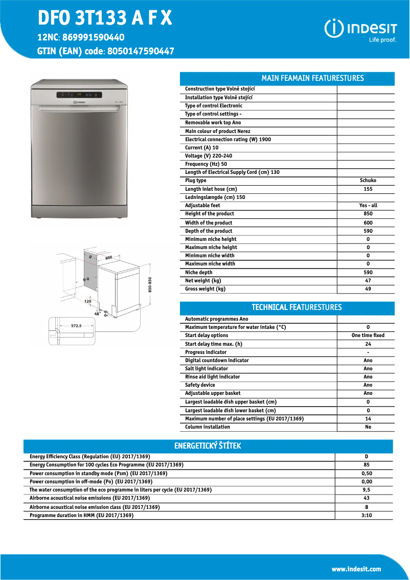 Imagen de la primera página del manual del dispositivo DFO 3T133 A F X