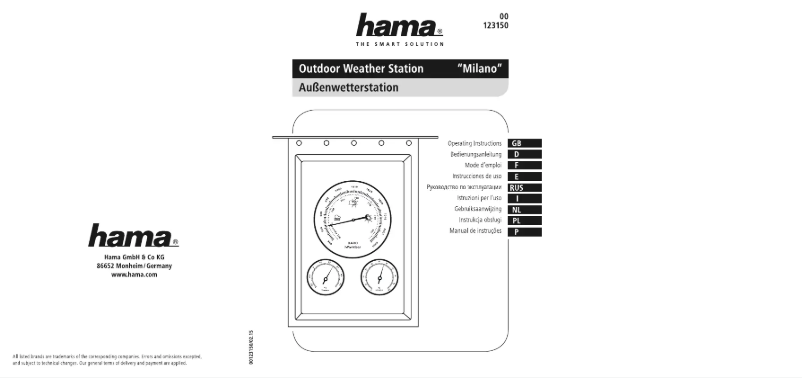 Page 1 de la notice Manuel utilisateur Hama Milano 123150