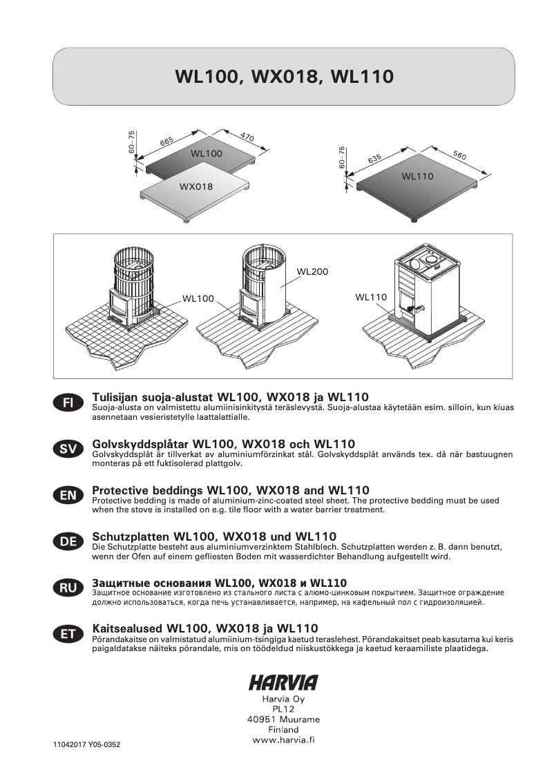 Page 1 de la notice Manuel utilisateur Harvia Wood burning heater accessories WL100