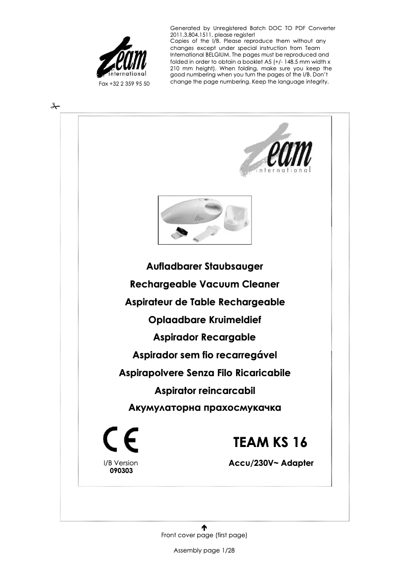 Image de la première page du manuel de l'appareil KS 16