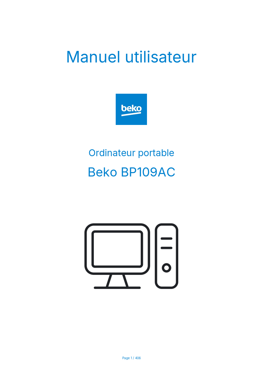 Page n°1 - Manuel utilisateur Beko BP109AC
