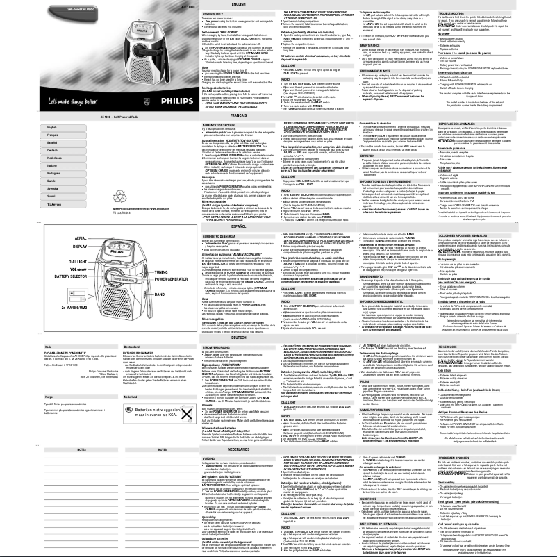 Page 1 de la notice Manuel utilisateur Philips AE1000