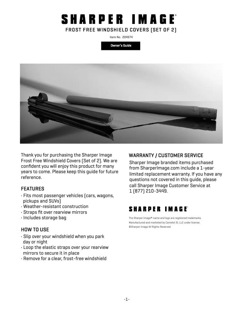 Imagen de la primera página del manual del dispositivo Frost Free Windshield Covers (Set of 2)