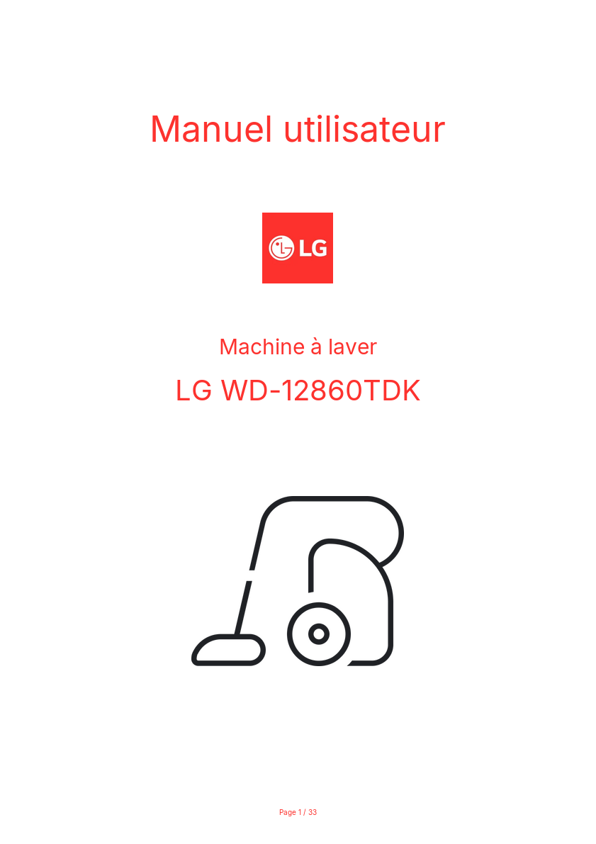Page n°1 - Manuel utilisateur LG WD-12860TDK