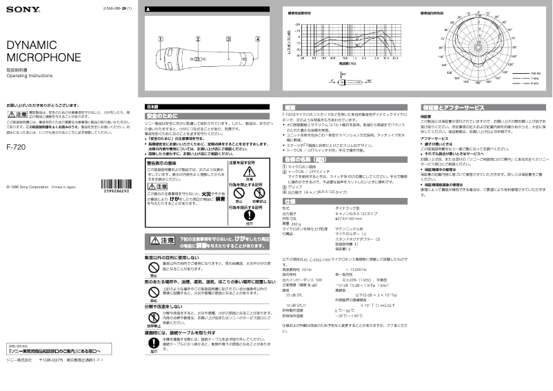 Page 1 de la notice Manuel utilisateur Sony F-720