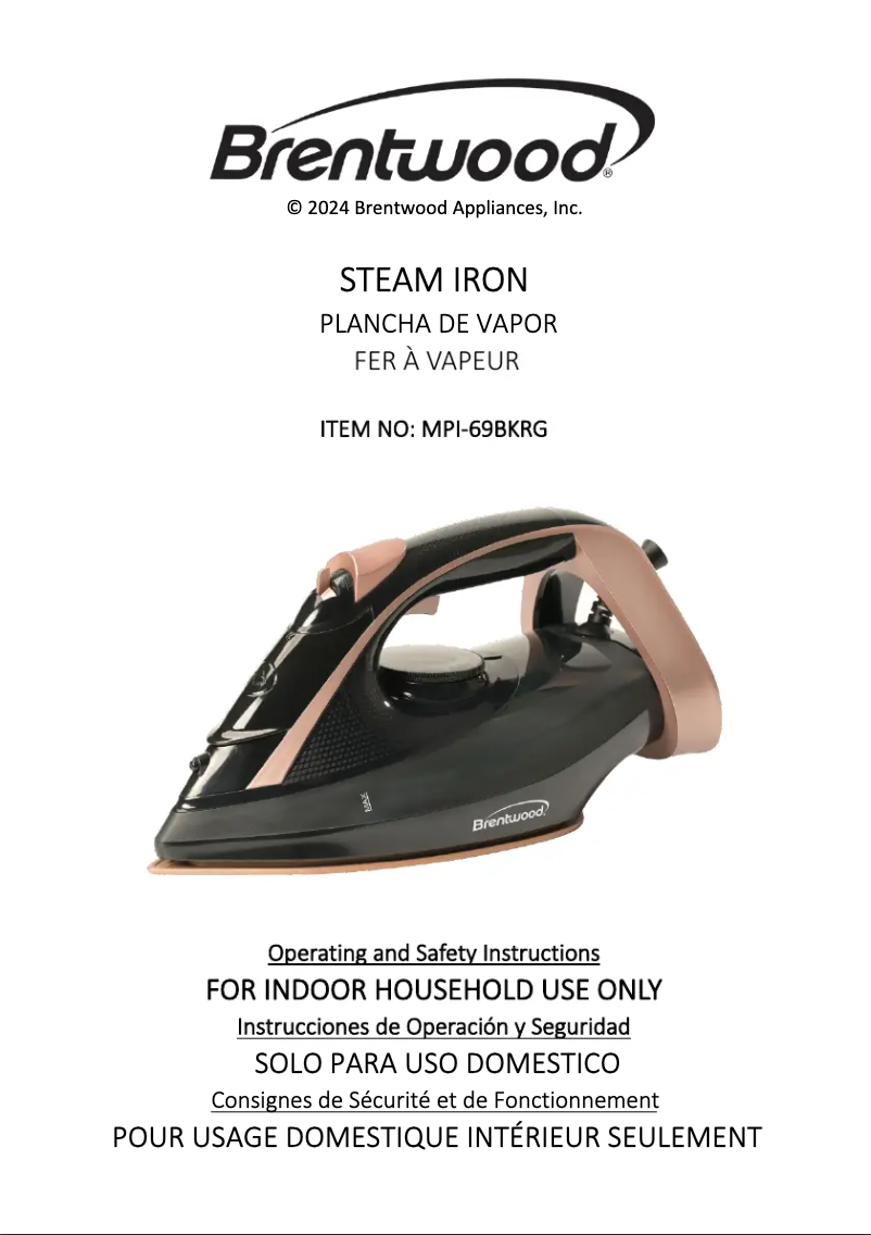 Page 1 de la notice Manuel utilisateur Brentwood MPI-69BKRG