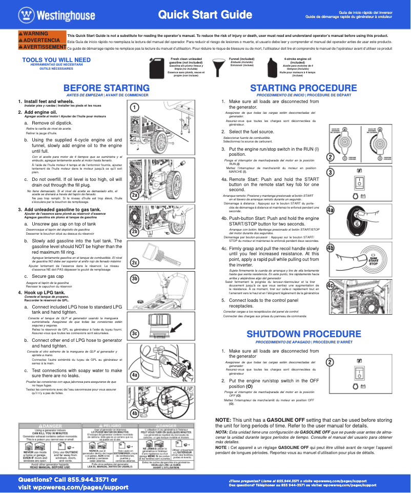 Image de la première page du manuel de l'appareil WGen9500DF