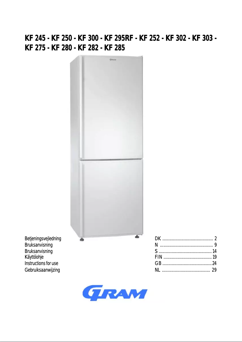 Page 1 de la notice Manuel utilisateur Frigor KF 285