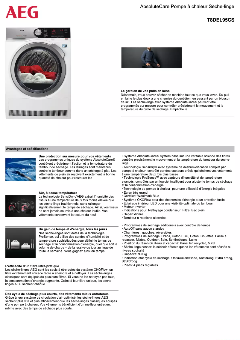 Image de la première page du manuel de l'appareil T8DEL95CS