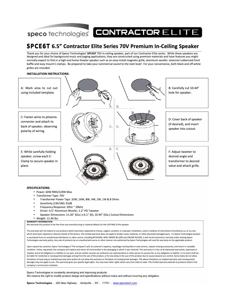 Página 1 del manual Manual de usuario Speco Technologies SPCE6T