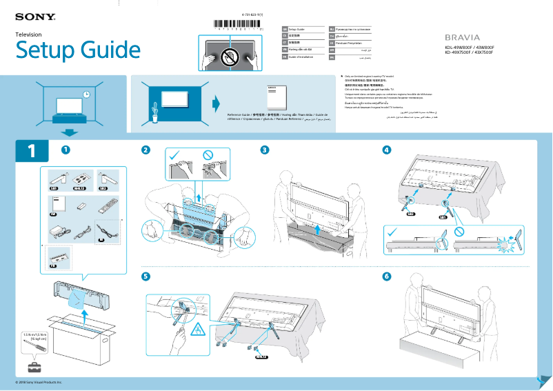 Page 1 de la notice Guide d'installation Sony Bravia KD-49X7500F