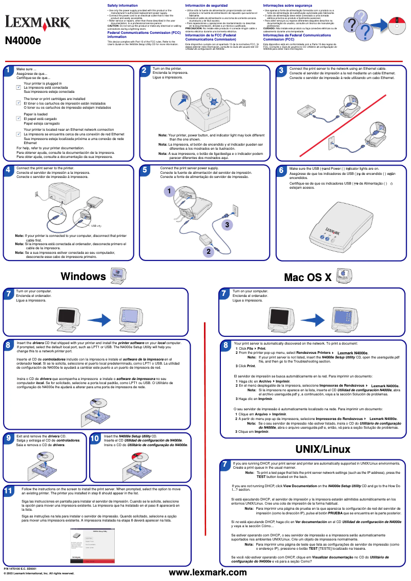 Página 1 del manual Guía de instalación Lexmark N4000e