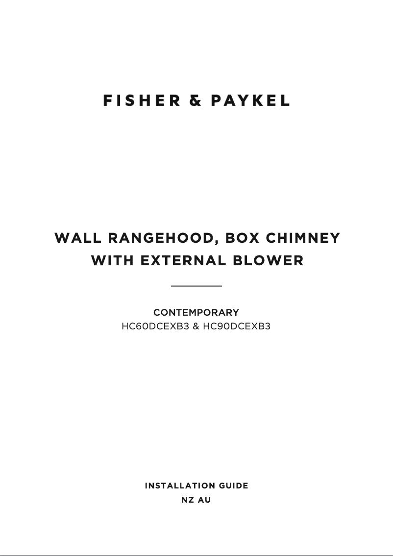 Page 1 de la notice Manuel utilisateur Fisher & Paykel HC90DCEXB3