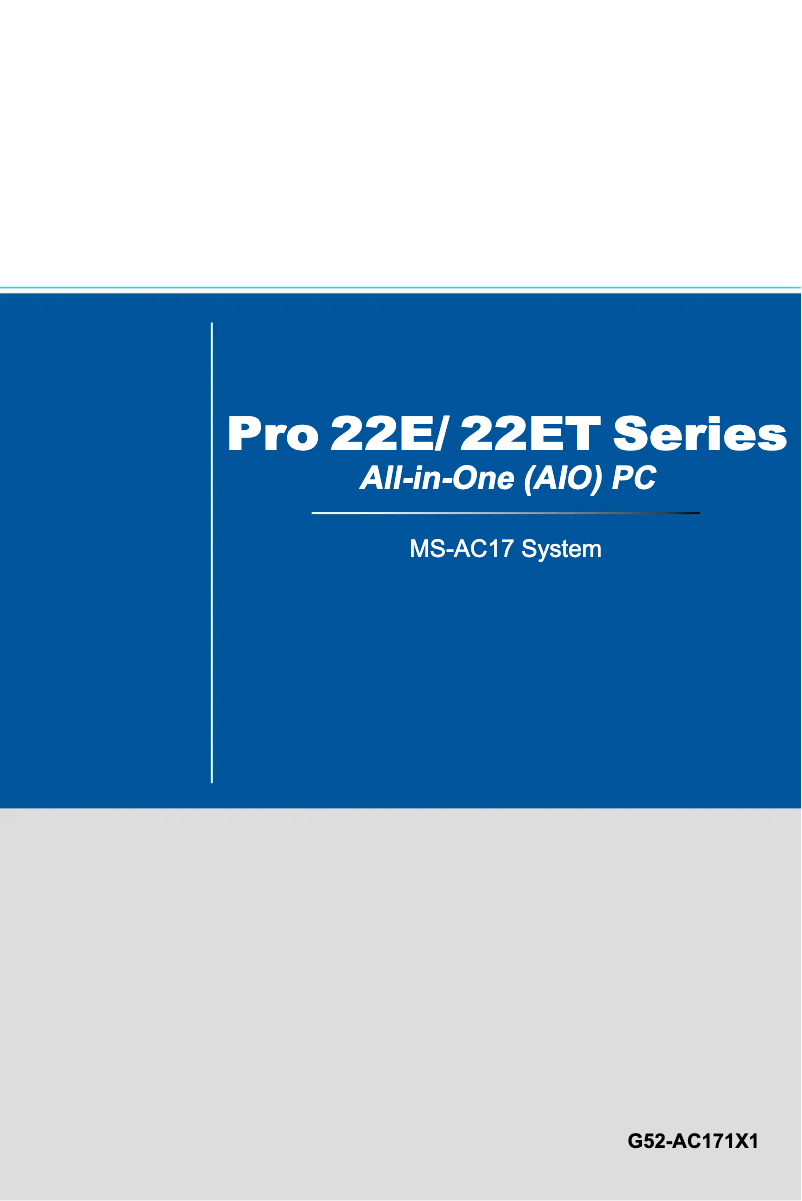 Page 1 de la notice Manuel utilisateur MSI Wind Top PRO 22ET