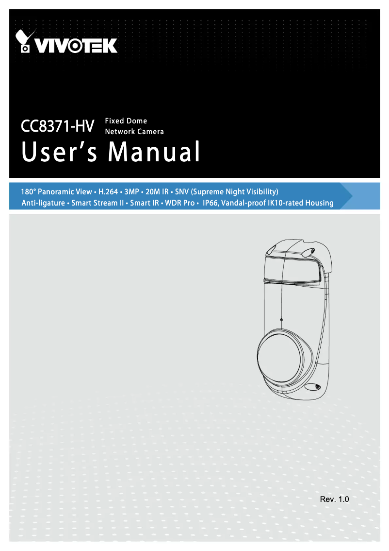 Image de la première page du manuel de l'appareil Fixed Dome CC8371-HV