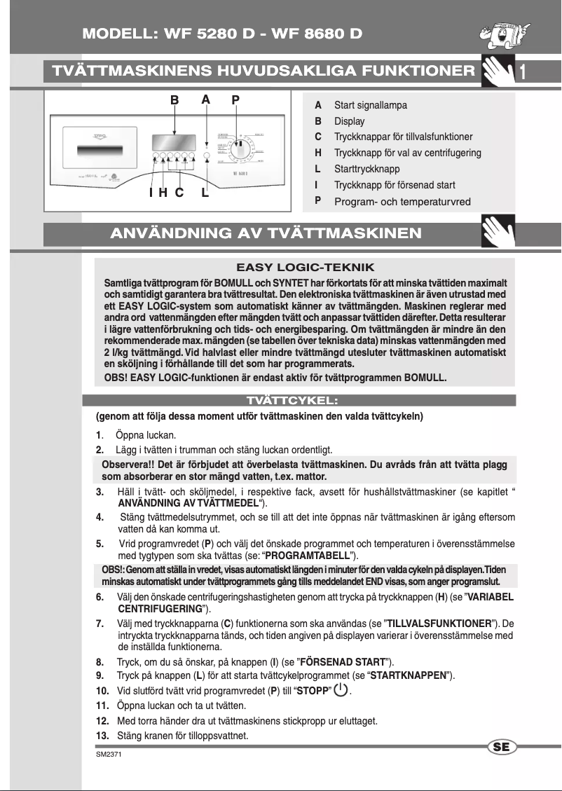 Page n°1 - Manuel utilisateur UPO WF 5280 D