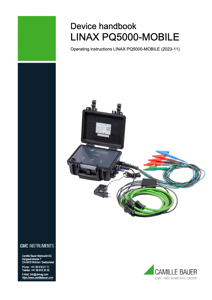 Page 1 de la notice Manuel utilisateur Camille Bauer LINAX PQ5000-Mobile