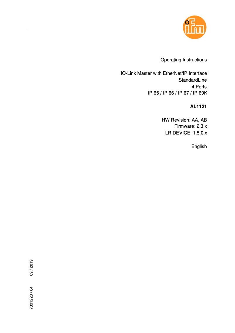 Image de la première page du manuel de l'appareil AL1121