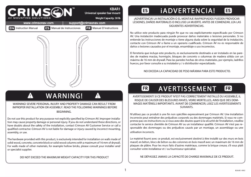 Página 1 del manual Manual de usuario Crimson KBAR1