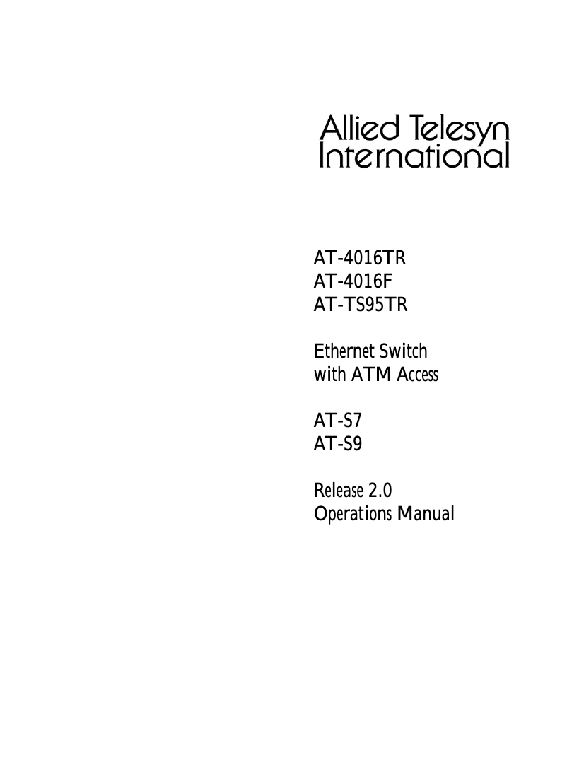 Page n°1 - Manuel utilisateur Allied Telesis AT-TS95TR