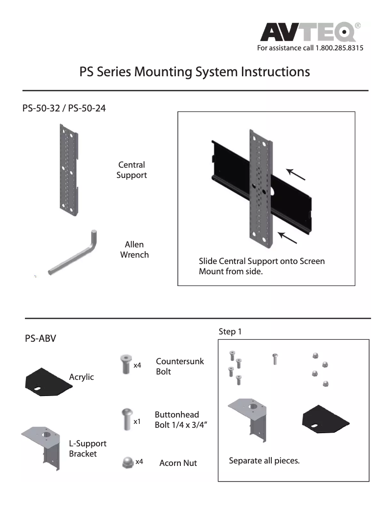 Page 1 de la notice Manuel utilisateur Avteq PS-100L-ABV