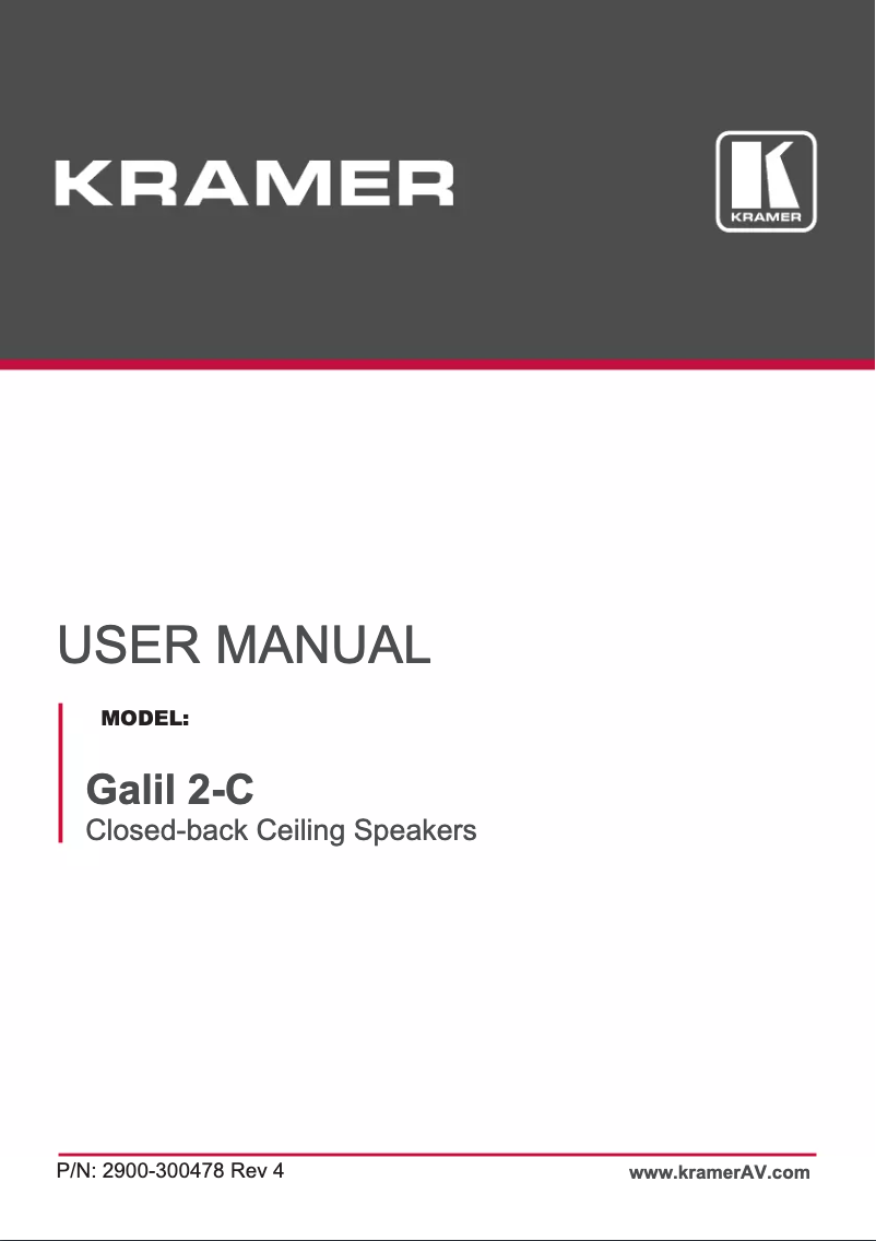 Page 1 de la notice Manuel utilisateur Kramer Galil 2-C