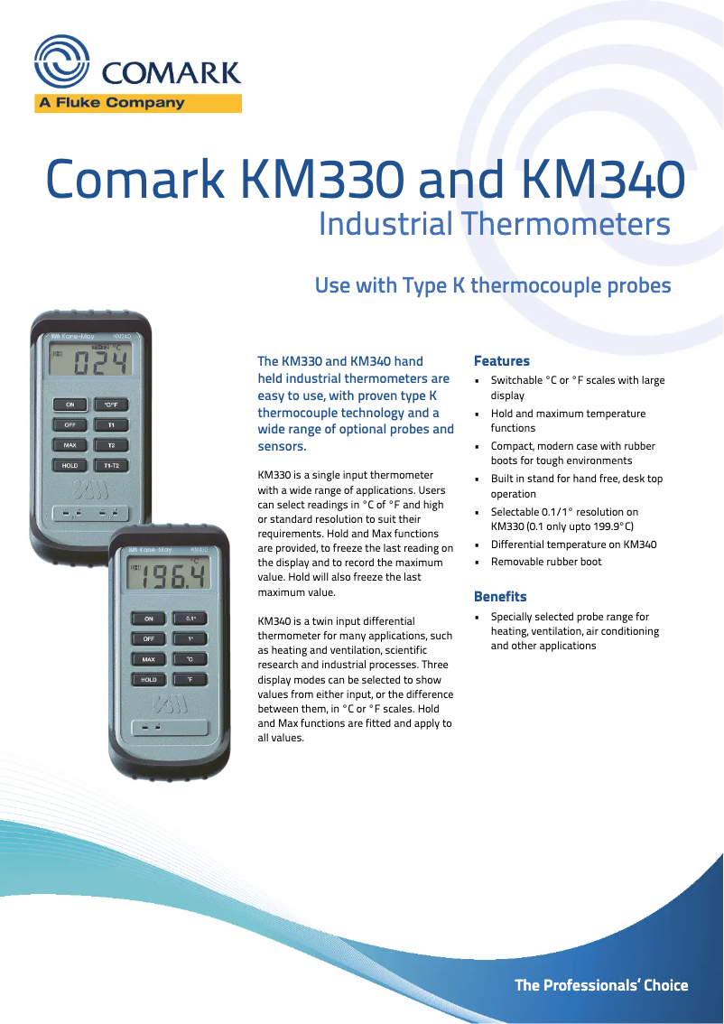 Page 1 of the manual Technical Sheet Comark KM340