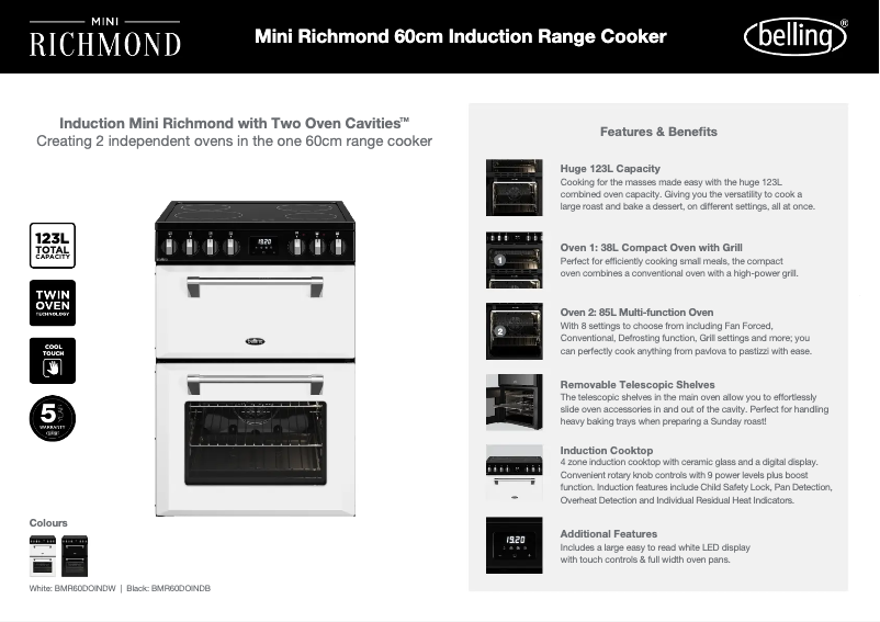 Page 1 de la notice Fiche technique Belling BMR60DOINDW