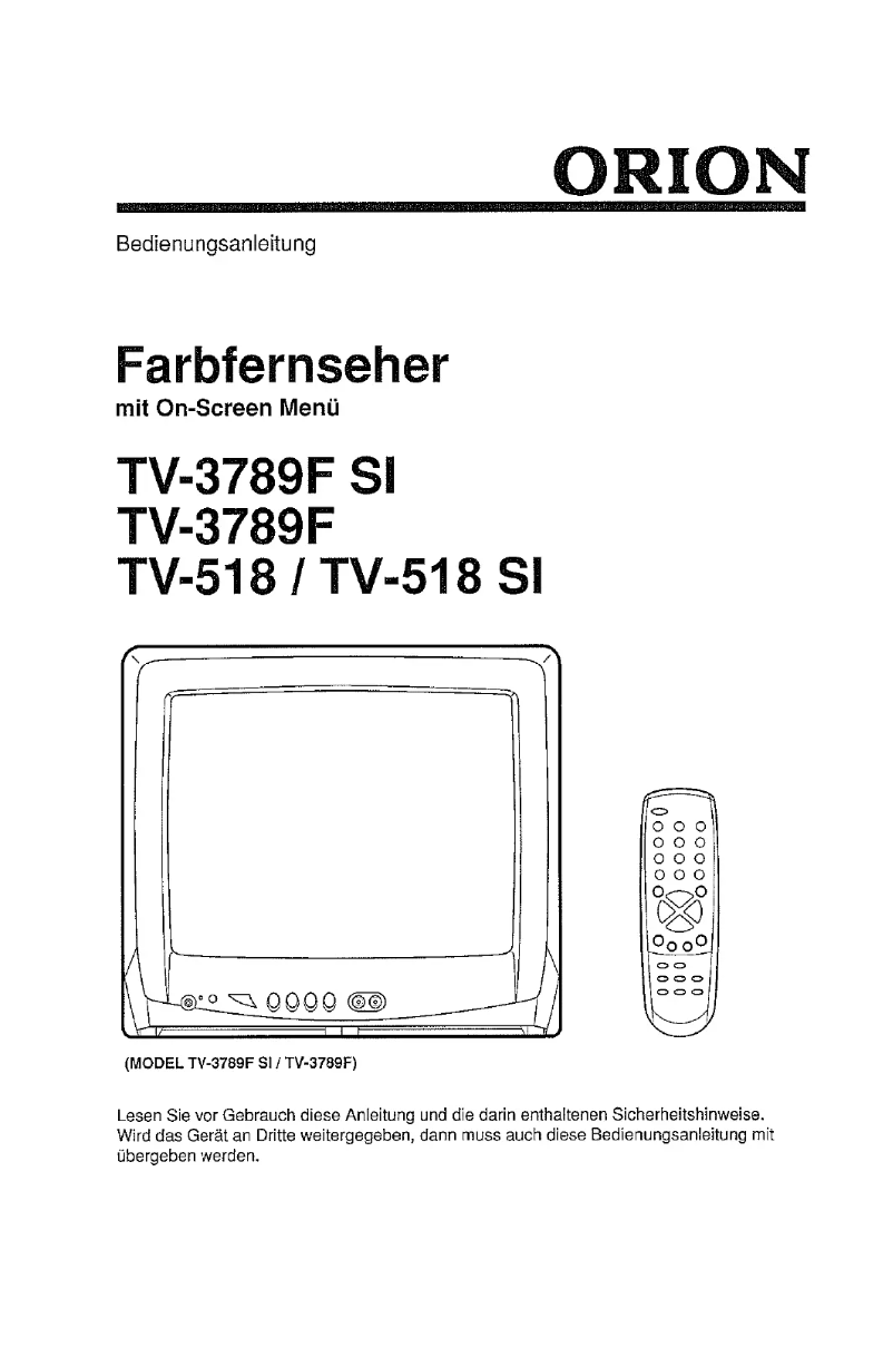 Image de la première page du manuel de l'appareil TV-3789F SI