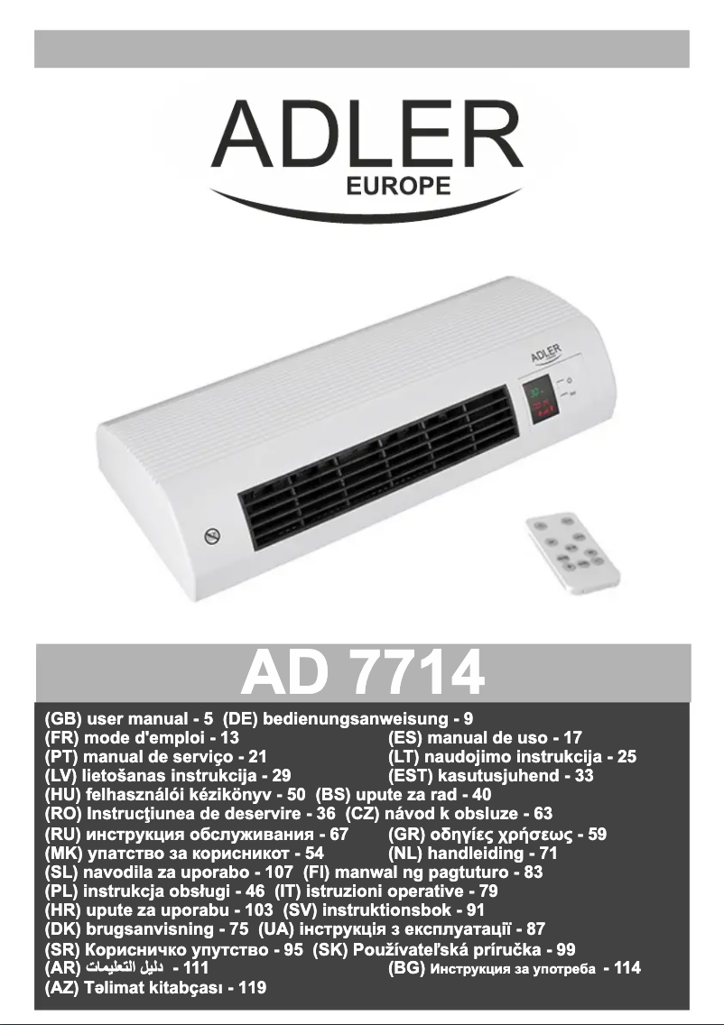 Image de la première page du manuel de l'appareil AD 7714