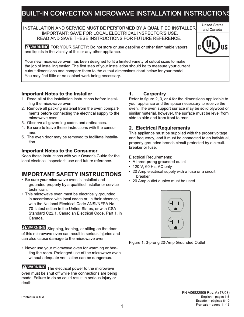 Page 1 de la notice Guide d'installation Electrolux EMBD3010AS