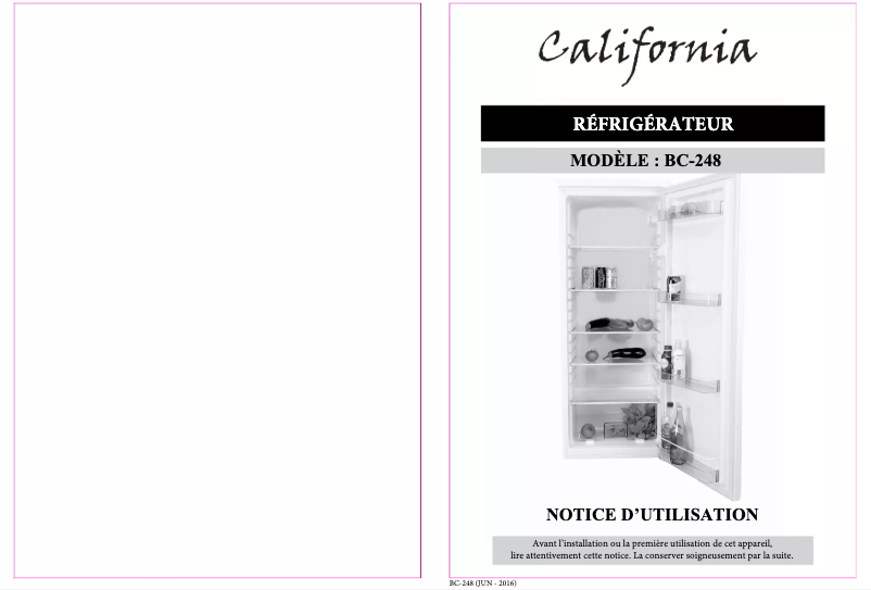 Page n°1 - Manuel utilisateur California BC-248