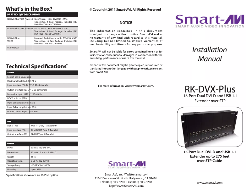 Image de la première page du manuel de l'appareil RK-DVX-PLUS-TX8S