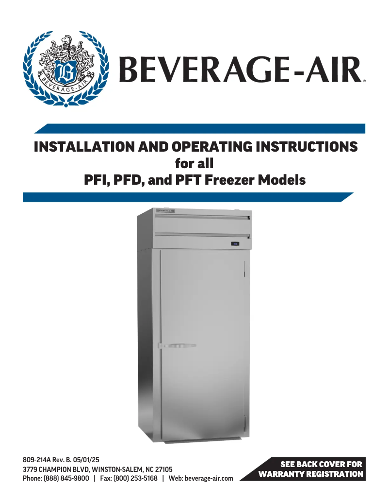 Page 1 de la notice Manuel utilisateur Beverage-Air PFD1HC-1BG