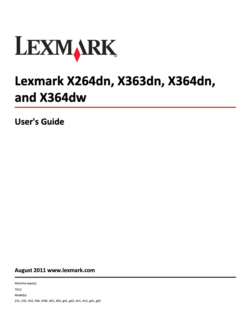 Page 1 de la notice Manuel utilisateur Lexmark X264dn