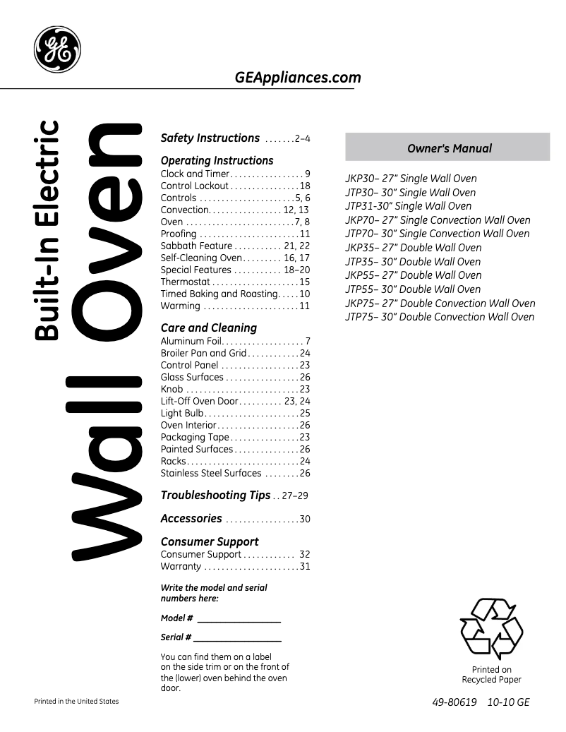 Image de la première page du manuel de l'appareil JKP30DPWW